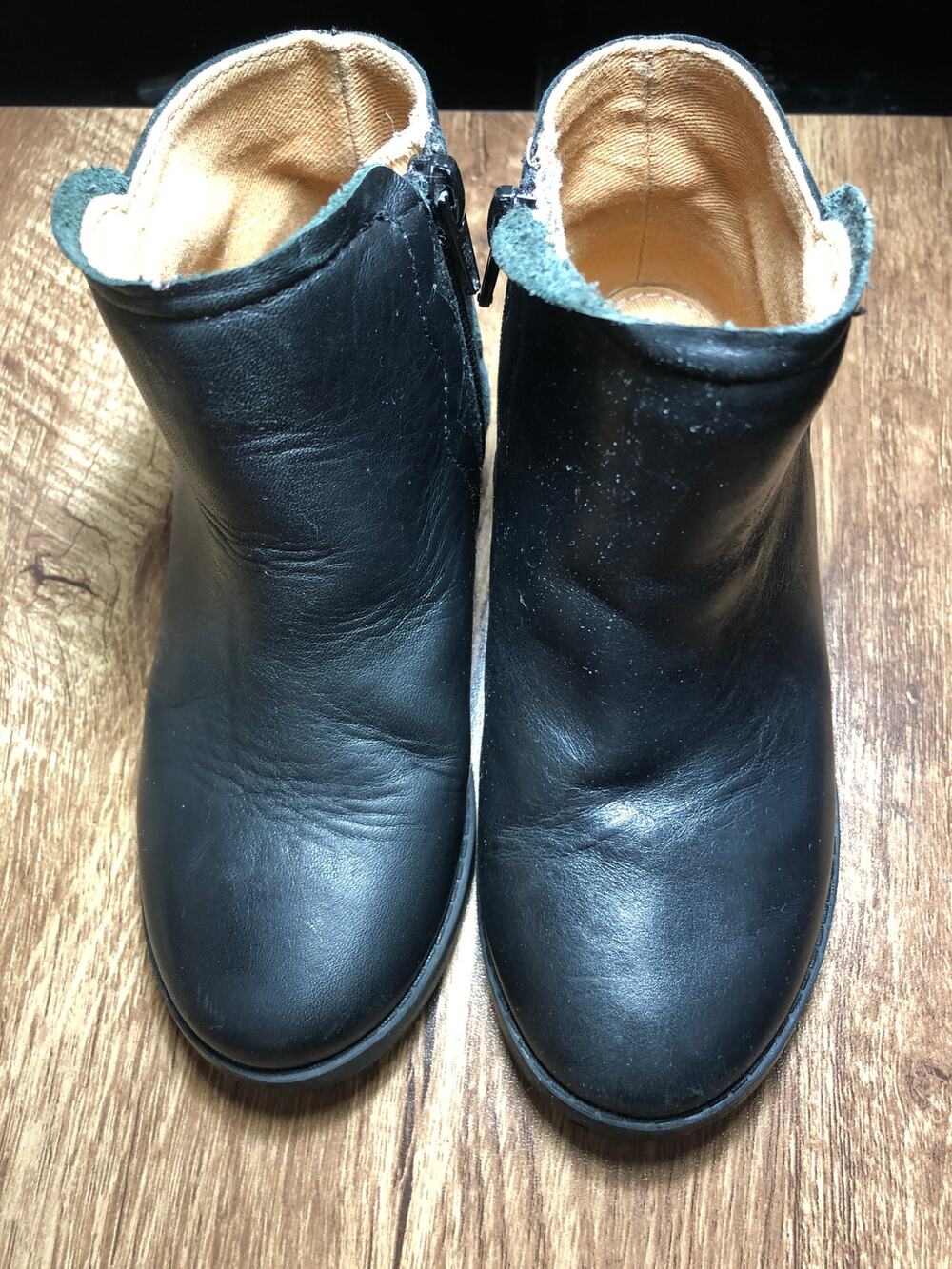 Zara girls leather black boots size 26